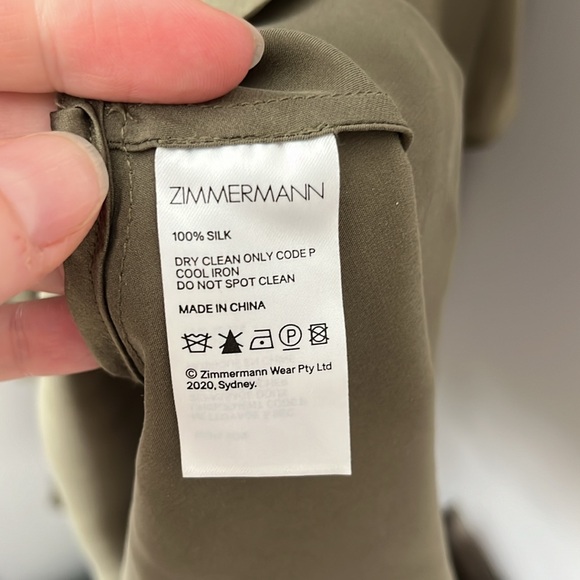 Zimmermann Green Fennel Silk Dress Ruffle Asymmetrical - Picture 10 of 11